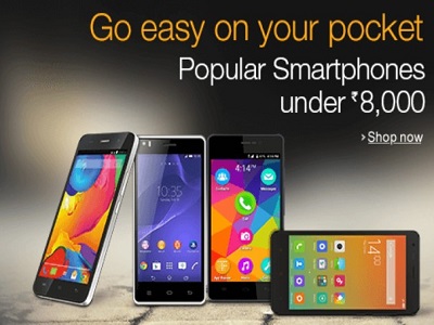 Smart phones below INR 8k at Amazon.in